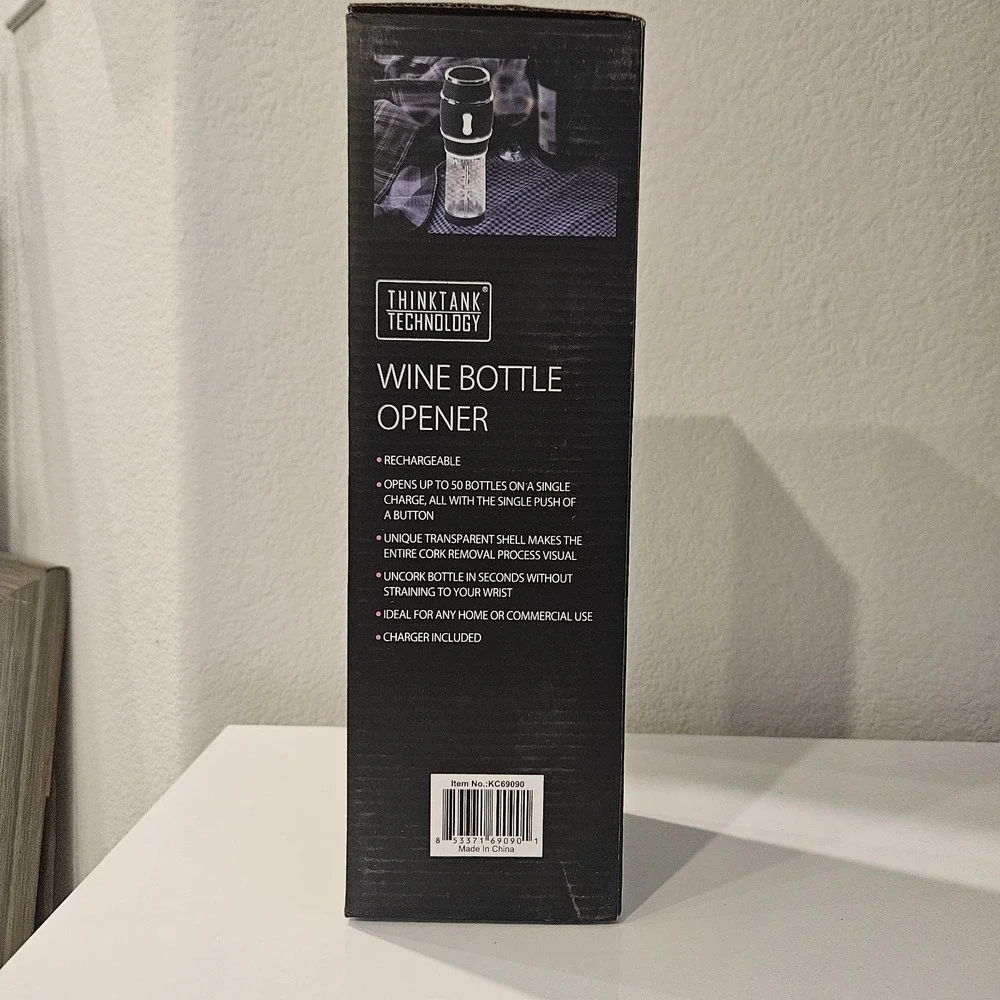 THINK TANK TECHNOLOGY Rechargeable CORDLESS Electronic WINE BOTTLE OPENER